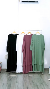 GAMIS MALAY POLOS MALAYSIA DEWASA SIZE M XL JUMBO NABILA MECCA QUENSA CRINKLE AIRFLOW PREMIUM