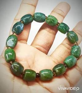 NATURAL GREEN MOSS AGATE BRACELETS ( Stress reliever stone )