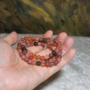 7.2mm SiChuan Yanyuan Agate necklace/3 loops bracelet [Natural Crystal] 7.2毫米四川盐源玛瑙项链/三圈手链