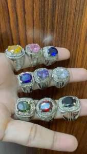 Cincin Batu Pria American Diamond 10x12mm Oval Cut Size Kantoran