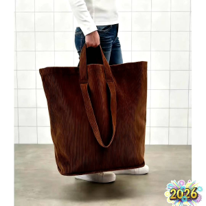 70L Jumbo Corduroy Laundry Bag | Extra-Wide Storage Basket with Drawstring & Dual Handles