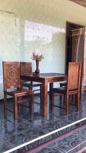 SET MEJA MAKAN JATI MINIMALIS KURSI 4 + 1 MEJA