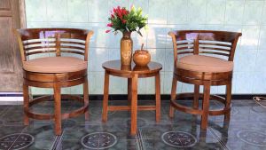 PROMO KURSI TERAS PUTAR JATI JEPARA + MATRAS