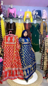 gamis India lidah list pinggir