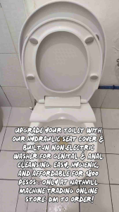 Toilet Seat Bowl Cover Non-Electric with 2 Built-In Washer for Genital & Anal Cleansing Hydraulic Lid Cover that gently close the Cover