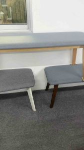 Familystar2u - Wooden Solid bench Cushion 120cm Kerusi bangku 3 seater bench kerusi bench chair fabric cushion