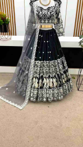 [PRE-ORDER] Semistitched Faux Georgette With Heavy Embroidered Lengha ( Delivery 10 Days )