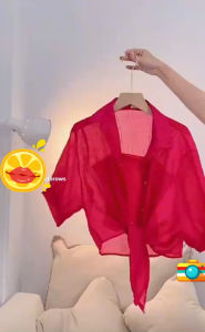 Set Áo khoác cột eo kèm áo thun bên trong   Áo khoác voan đi biển đi chơi nhiều màu siêu xinh