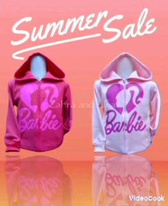 TERMURAH JAKET SWEATER HODDIE ANAK BARBIE LOVE USIA 1 s/d 12 TAHUN ZIPPER BAHAN TEBAL