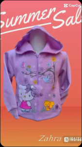 TERBARU JAKET SWEARTER HODDIE ANAK KITTY POHON USIA 1 s/d 12 TAHUN ZIPPER BAHAN BAGUS
