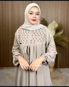 gamis bordir Bhn pololinen ld 110-120