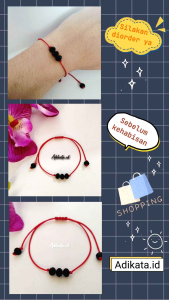 Gelang tali merah / Gelang manik / Gelang Tali persahabatan / Gelang manik kristal ceko / Gelang turmalin hitam / Gelang Cewek