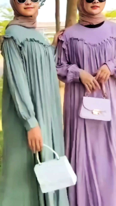 Dress Ruffles Jumbo Premium  Gamis  Abaya  terbaru  baju wanita muslim Lebaran lengan panjang