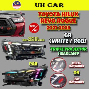 (GR) (RGB / WHITE) Toyota Hilux Revo Rogue 2021-2025 Triple Projector Dynamic Led Head Lamp Headlamp Headlight Light