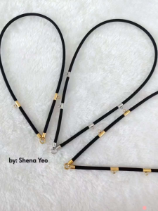 Negative Ion Silicone Amulet Necklace|负离子硅胶佛牌项链|镶钻直管扣
