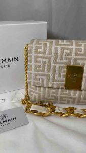 Balmain B-Army Shoulder Bag – Beige & White Monogram Canvas