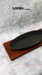 Looka Cast Iron Hot Plate / Piring Steak Model Ikan Premium (28 x 14 cm)