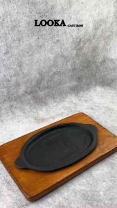 Looka Cast Iron Hot Plate / Piring Steak Oval Telinga