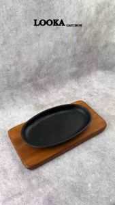 Looka Cast Iron Hot Plate / Piring Steak Model Oval Polos Kecil