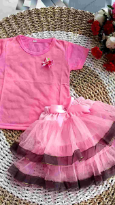 Set baby miror kaos polos berbunga