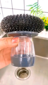 Bàn chải cọ xoong nồi cọ bếp cọ rửa bát đĩa có bình đựng xà phòng