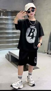 BEEJOY 2Pcs Korean Style 4-15YO Boys Clothes Set Children Cotton T-Shirt Short Pants Korean Kids Boy Baju Budak Lelaki