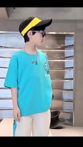 BEEJOY 4-15YO Kids Boy Top Shirt & Long Pants Set Casual Korean Style Clothes Cotton T-Shirt Polyester Sport Pants