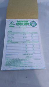 NOTA LAUNDRY UKURAN 1/4 ISI 100 (2PLY 50 SET) NOTA CUSTOM PAKAI NAMA TOKO SENDIRI Y&H YUDHAGRAFIKA