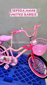 Sepeda Mini Untuk Anak 18 Inch United Barbie Ban Karet Keranjang Depan Dengan Roda Samping Gratis bell