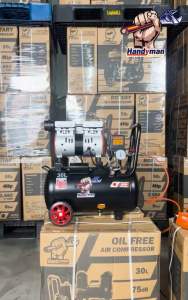 Handyman รับประกัน 1 ปีเต็ม ถังลม ปั๊มลม ปั๊มลมโรตารี่ ปั๊มลมออยฟรี 30 ลิตร กำลัง 1200W มอเตอร์ทองแดง 100% เสียงเงียบ + อุปกรณ์ 6 อย่าง สินค้าออกใบกำกับภาษีได้ครับ (สินค้ามีตัวเลือก)