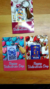 Motivational Acrylic Keychains with Valentines Day Back Cards with tassel