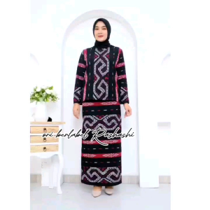 set baju kerja atasan blus bawahan rok cantik murah bahan tenun troso jepara setelan blouse dan rok