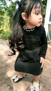 Dress Rajut Anak Perempuan zasmin lengan Panjang 2 3 4 tahun