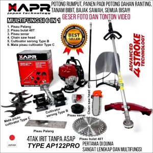 APR mesin potong rumput 4tak panen padi penyiang gulma penggembur tanah potong ranting dahan bajak sawah taman pertanian serbaguna irit awet kuat tanpa asap AP122PRO TERHANDAL