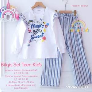 [[ New Arrival ]] Bilqis Set Kids by Fasha Setelan Kaos dan Celana Anak Usia 11-15 Tahun Oneset Anak Tanggung Bahan Katun Adem Nyaman dipakai Setcel Kulot Motif Salur Outfit Anak Lucu