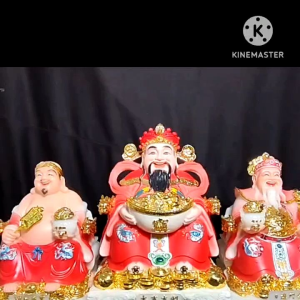 [ BỘ 3 ÔNG - GẤM LỤA ] THẦN TÀI THỔ ĐỊA PHÚ QUÝ +THẦN TIỀN ĐỎ CHẤT LIỆU BỘT ĐÁ