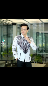 WIRATAMA Putih New Kemeja Batik Slimfit Pria Premium Lengan Panjang