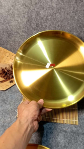 Piring Stainless Gold Ceper Datar: Wadah Makanan & Dessert Berkualitas Tinggi