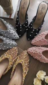 Heels 7cm Kaca Brukat Payet Ashanty Series/Sepatu Pengantin Wanita/Wedding Shoes/Sepatu Seserahan