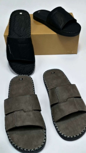 Dép quai ngang nam da sáp thời trang trẻ trung  DLW5  đế bằng nhẹ mỏng 2 cm may viền thủ công chắc chắn