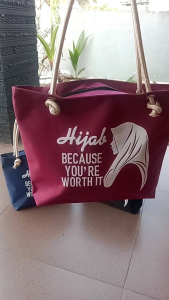 Tote bag wanita tali sumbu Motif HIJAB POLOS