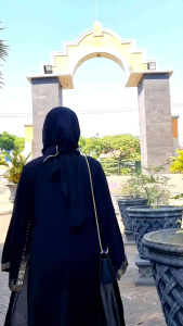murah abaya kom1 sifon kombinasi renda sabyan terbaru gamis wanita best seller hitam promo dadakan