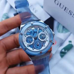 JAM TANGAN WANITA GUESS ATHENA GW0409L1 CHRONO DAY DATE RUBBER STRAP ORIGINAL