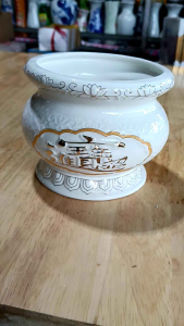 Lư hương bạch ngọc 1 hoa sen cao cấp/Bát nhang sứ trắng họa tiết nhiều size