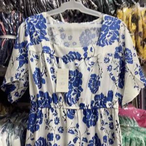 Nars #197 Womenswear Fashion Casual Blue Floral Dress free size