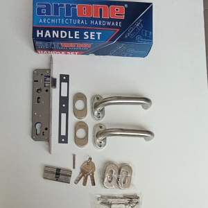 Kunci Pintu Aluminium Set Komplit Backset 30MM Stainless & Handel Model Pisah