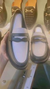 giày peny loafer trắng hàng kĩ  giày dự tiệc nam da sít Hàng kĩ đế khâu may chắc chắn mã G36 đặt lùi 1 size