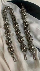 STRAP TAS MUTIARA SILVER CHROME BENTUK BUNGA