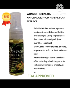 Wonder Herbal Oil Natural Herbal Extracts with Olive Oil and Sampaguita Oil for Soothing and Relaxing Body Care Organic Comfort Organic Body Care Therapy 20ml 100% original and organic
