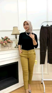 ELISABETH PANTS  |  Celana Chino Elisabeth Katun Combad Premium Slim Fit Celana Skinny Kerja Tebal Melar